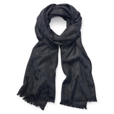 DKNY Women's Oversized Eyelash Fringe Lurex Scarf Fashion, Black, One Size